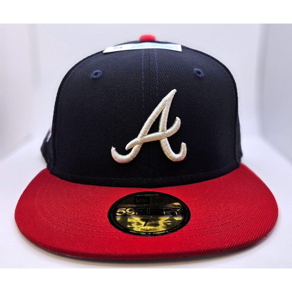 New Era 59FIFTY Atlanta Braves 1995 World Series Patch Fitted Hat Navy Red 7 1/2